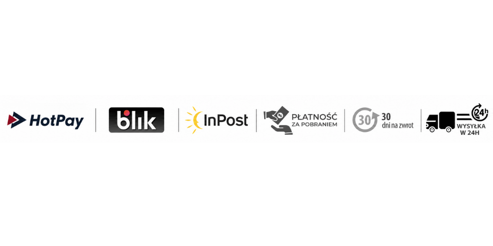 HotPay, Blik, InPost, Płatność za pobraniem, 30 dni na zwrot, Wysyłka w 24h